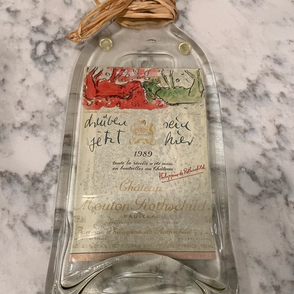 Glass Trivet Melted Wine Bottle Country French - Picture 2 of 2